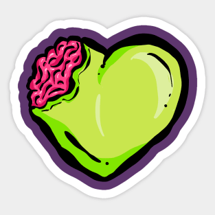 My Green Voodoo Dead Zombie Heart and Brains Sticker